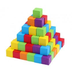 Wooden squares 2.5 cm, 5 colors, 20 live